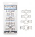 Titanmen 4 Mens C-Ring Set Clear Penis Ring with Grip Tabs Doc Johnson