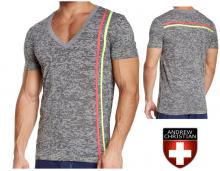 Andrew Christian Deep V XL Andrew Christian Male Deep V Neck Tee Grey Mens Smart Stripe T Shirt All Sizes
