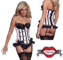 Bow Mesh Bustier Corset Coquette Bow Mesh Bustier Corset Medium 10-12 Pink/Black Velvet Trim COQ-3379