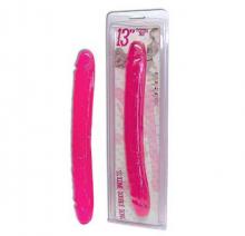 Crystal Jelly Double Dong 13" Silicone Dildo Flexible 33cm Veined Flexible Pink