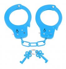 Neon Fun Cuffs Metal Blue Neon Fun Cuffs Metal Blue Chrome Style Steel Hand Cuffs for Dress Up Cops & Robb