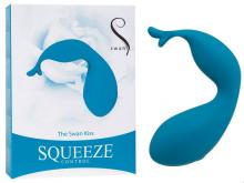Squeeze The Swan Kiss Vibrator Blue BMS Factory Soft Touch Silicone Waterproof