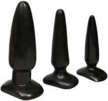small, medium, and large butt plug Black 3 X Butt Plug 