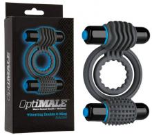 Grey Silicone Optimale Vibrating Double C-Ring Penis Ring Bullet Cock Ring Slate
