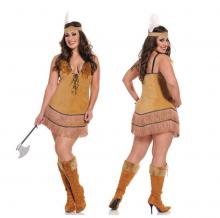 Tribal Princess Indian Womens Sexy Dress Costume Cave Woman Outfit Full 3XL/4XL