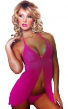 Neon Pink Babydoll One Size Neon Pink Chiffon Lace Babydoll Intimates Sleepwear Women Lingerie One Size 9645