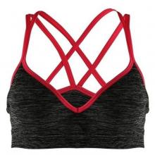 Double Up Push Up Sports Bra Space Dye Black Large Stretch Contrast Strappy Back
