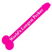 World's Longest Pecker Ruler white text on the pink background The longest willy ruler 34cm long 8cm wide