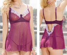 Plum/Lavender Babydoll Large Lingerie & Clothing, Stockings, Pantyhose & Garters CQ7001 Chemise Babydoll