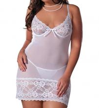 White Lace Mesh Chemise Medium White Lace Mesh Chemise Medium STM9184 Parisian Bride Honeymoon Night Babydoll