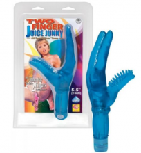 Two Finger Juice Junky Vibrator Personal Waterproof Massager Blue G-Spot Wand