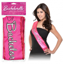glamorous pink sash with sequin edging soft pink writing