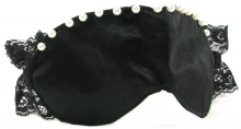 Playful In Pearls Black Satin Eye Mask Playful In Pearls Black Satin Eye Mask Black Cover Sleep Silky Soft on Skin