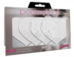 Peekaboo Heart Cream Satin & White Lace Nipple Pasties 2 Sets Premium One Size