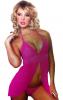 Neon Pink Chiffon Lace Babydoll Intimates Sleepwear Women Lingerie One Size 9645